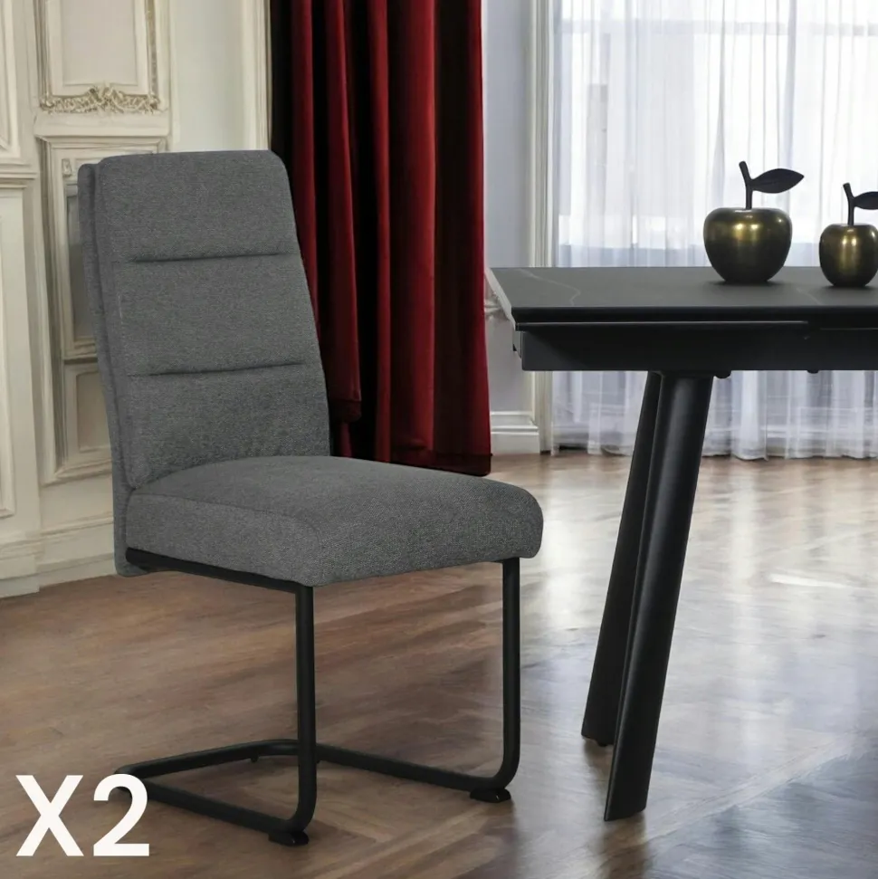 Chaise à dossier haut en tissu anthracite (lot de 2) LOMBARDIE