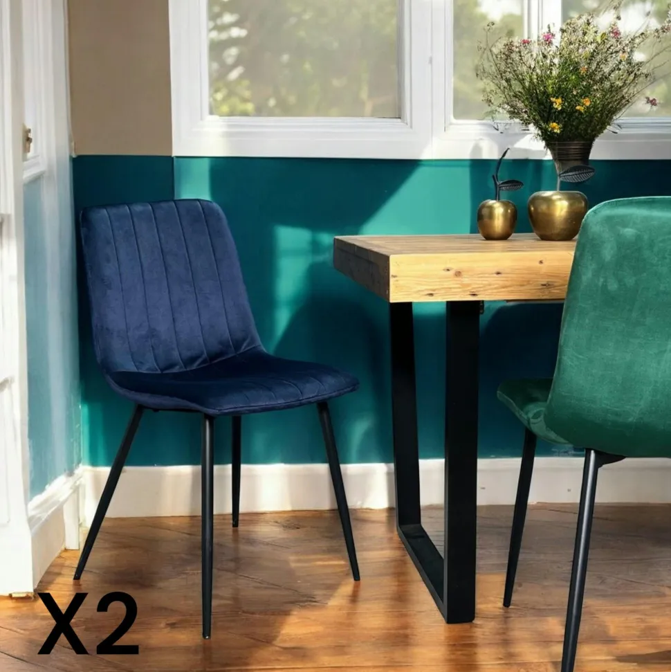 Chaise à rayures velours moutarde (lot de 2) MALANG
