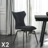 Chaise anthracite pivotante en velours avec passepoil (lot de 2) LOMBARDIE