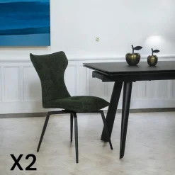 Chaise anthracite pivotante en velours avec passepoil (lot de 2) LOMBARDIE