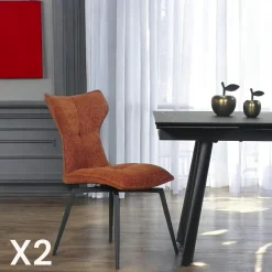 Chaise anthracite pivotante en velours avec passepoil (lot de 2) LOMBARDIE