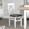 Chaise blanche en chêne avec dossier croisé (lot de 2) NAXOS