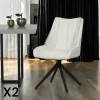 Chaise blanche pivotante en velours texturé (lot de 2) IENA