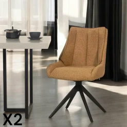 Chaise blanche pivotante en velours texturé (lot de 2) IENA