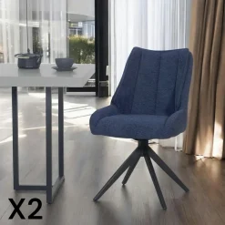 Chaise blanche pivotante en velours texturé (lot de 2) IENA