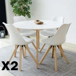 Chaise blanche scandinave pieds bois (lot de 2) LOTA