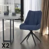Chaise bleu nuit pivotante en velours texturé (lot de 2) IENA