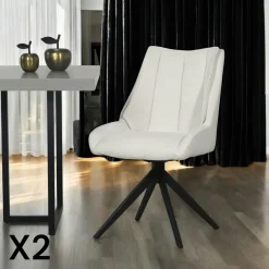 Chaise bleu nuit pivotante en velours texturé (lot de 2) IENA