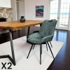 Chaise bleu pétrole avec poignée (lot de 2) MALMOE