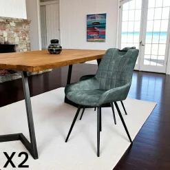 Chaise bleu pétrole avec poignée (lot de 2) MALMOE