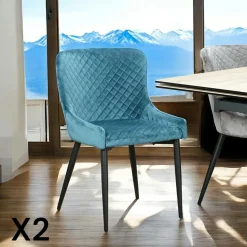 Chaise bleue en velours (lot de 2) ARLINGTON