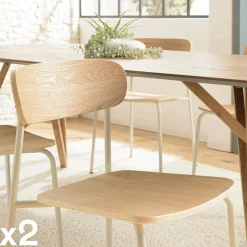 Chaise bois et métal blanc style écolier (lot de 2) TIM
