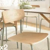 Chaise bois et métal vert pale style écolier (lot de 2) TIM