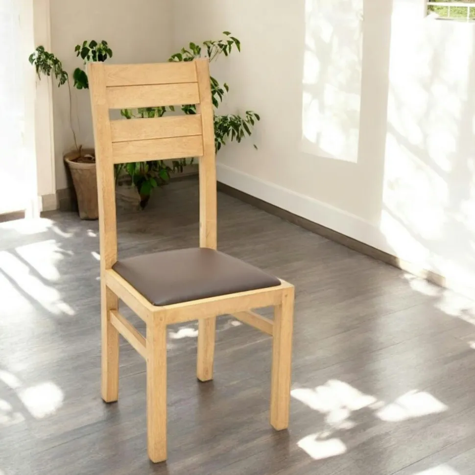 Chaise classique bois et assise marron ATTAN