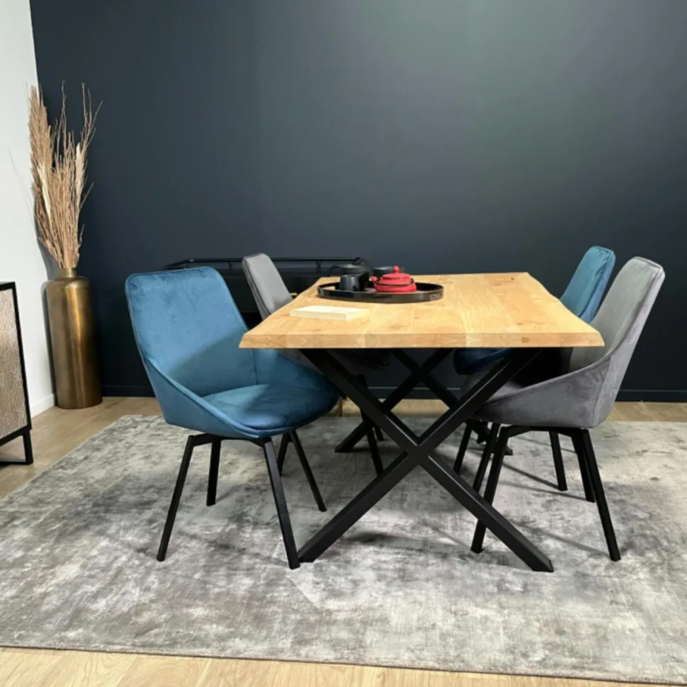 Chaise contemporaine en velours bleu glacier FLORENCE (lot 2)