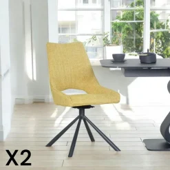 Chaise contemporaine pivotante moutarde (lot de 2) LIGURIE