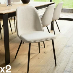 Chaise contemporaine tissu marron dossier droit (lot de 2) TIM