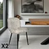 Chaise cosy en tissu beige (lot de 2) IENA