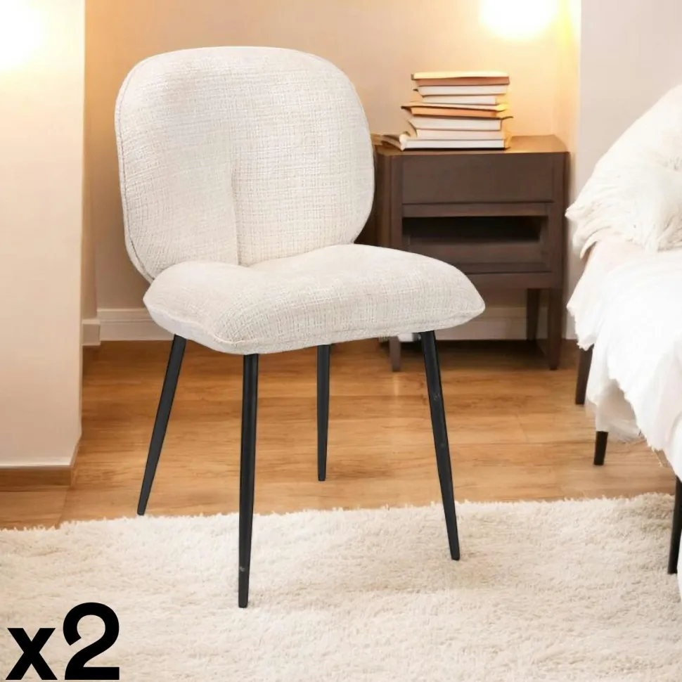 Chaise cosy en tissu beige (lot de 2) IENA