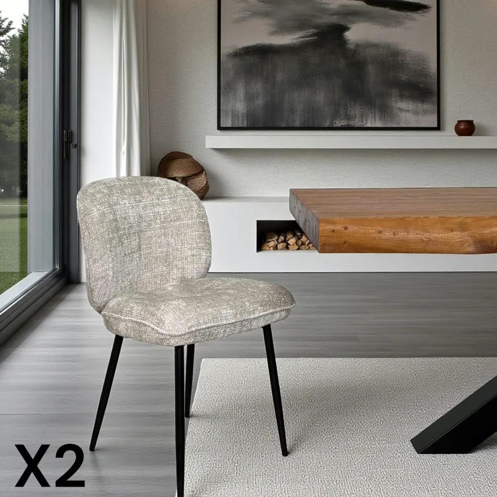 Chaise cosy en tissu blanc (lot de 2) IENA