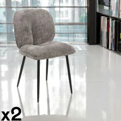 Chaise cosy en tissu gris (lot de 2) IENA