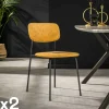 Chaise d'écolier en velours doré (lot de 2) MELBOURNE
