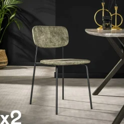 Chaise d'écolier en velours doré (lot de 2) MELBOURNE