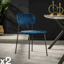 Chaise d'écolier en velours doré (lot de 2) MELBOURNE