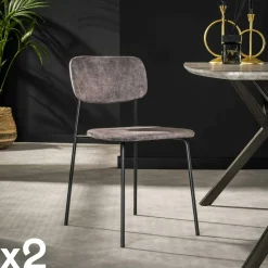 Chaise d'écolier en velours doré (lot de 2) MELBOURNE