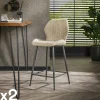 Chaise de bar beige en bouclette avec repose-pieds (lot de 2) GALWAY