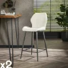 Chaise de bar blanche en bouclette avec repose-pieds (lot de 2) GALWAY