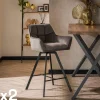 Chaise de bar confortable en velours gris avec fonction pivotante (lot de 2) MELBOURNE