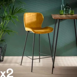 Chaise de bar en velours brique style moderne (lot de 2) MELBOURNE