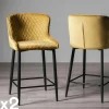 Chaise de bar en velours moutarde (lot de 2) ARLINGTON