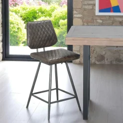 Chaise de bar industrielle bleu foncé SALERNE
