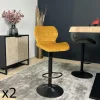 Chaise de bar moderne en velours doré réglable en hauteur (lot de 2) PALERME