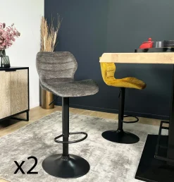 Chaise de bar moderne en velours doré réglable en hauteur (lot de 2) PALERME