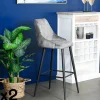 Chaise de bar velours gris (lot de 2) MALMOE