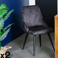 Chaise de bar velours gris (lot de 2) MALMOE