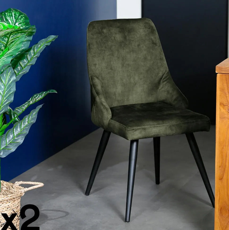 Chaise de bar velours gris (lot de 2) MALMOE