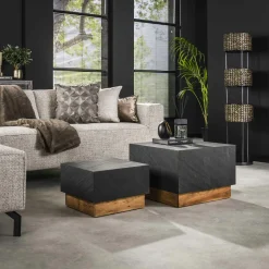 Chaise de bar velours gris anthracite (lot de 2) MALMOE