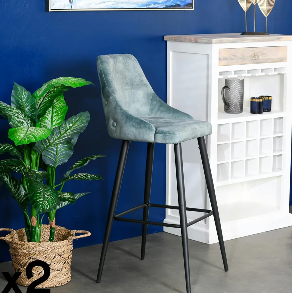 Chaise de bar velours havane (lot de 2) MALMOE