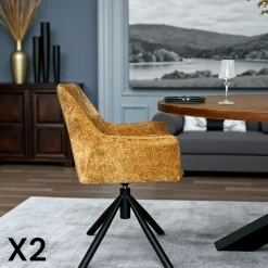 Chaise de bar velours ocre (lot de 2) MALMOE