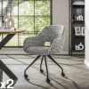 Chaise de bureau à roulettes en tissu gris chiné (lot de 2) CREEK