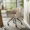 Chaise de bureau à roulettes tissu beige (lot de 2) MELBOURNE