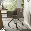 Chaise de bureau à roulettes tissu taupe (lot de 2) MELBOURNE