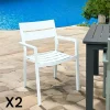 Chaise de jardin avec accoudoirs en aluminium blanc (lot de 2) STOCKHOLM
