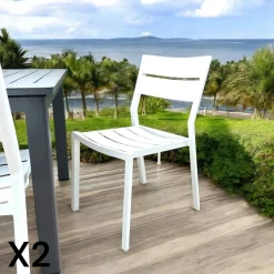Chaise de jardin avec accoudoirs en aluminium blanc (lot de 2) STOCKHOLM