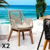 Chaise de jardin beige en corde tressée et pieds bois FSC® (lot de 2) GRENADE
