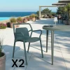 Chaise de jardin design bleue, empilable (lot de 2) PINETO